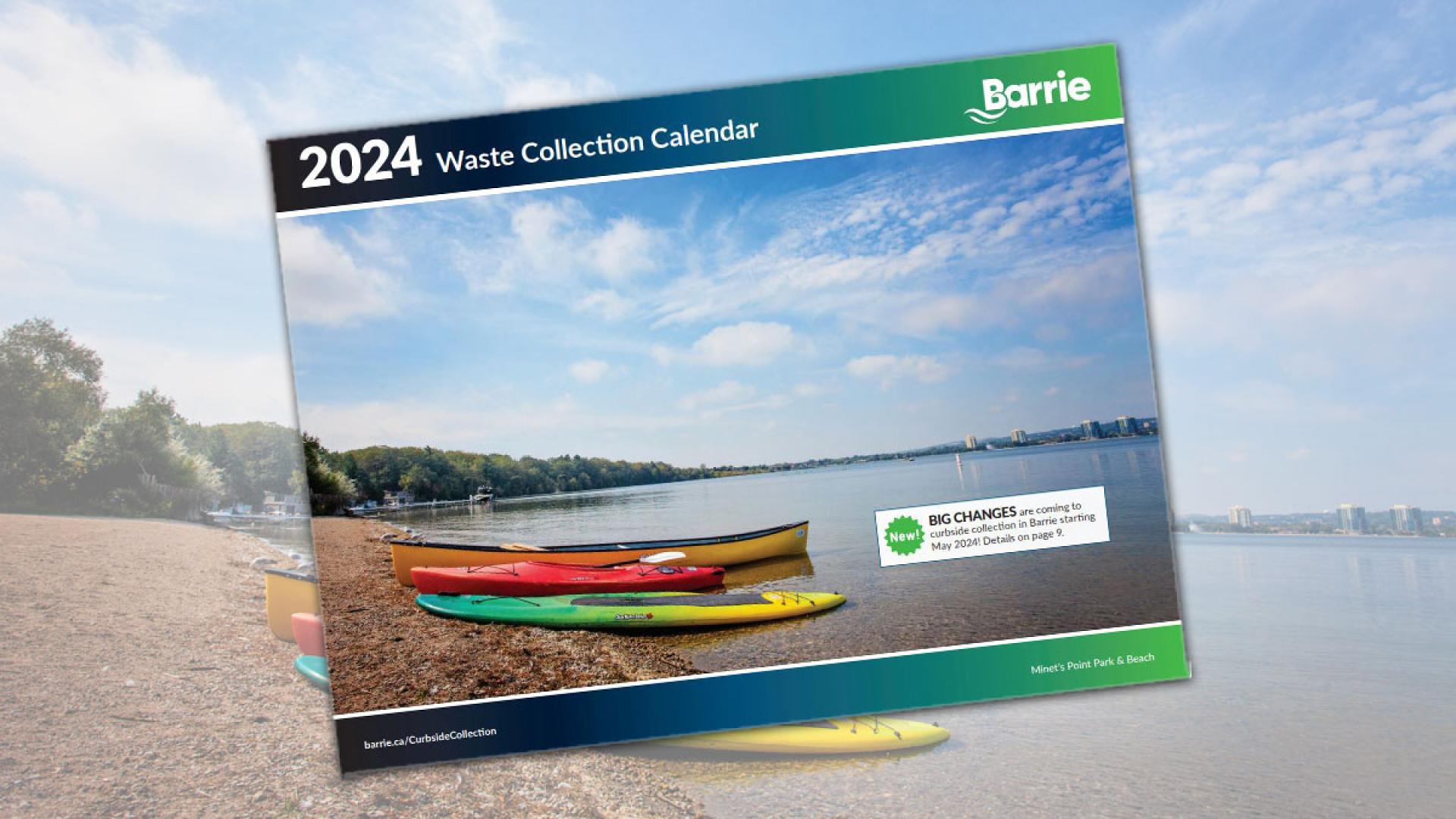 cover of waste collection calendar on background