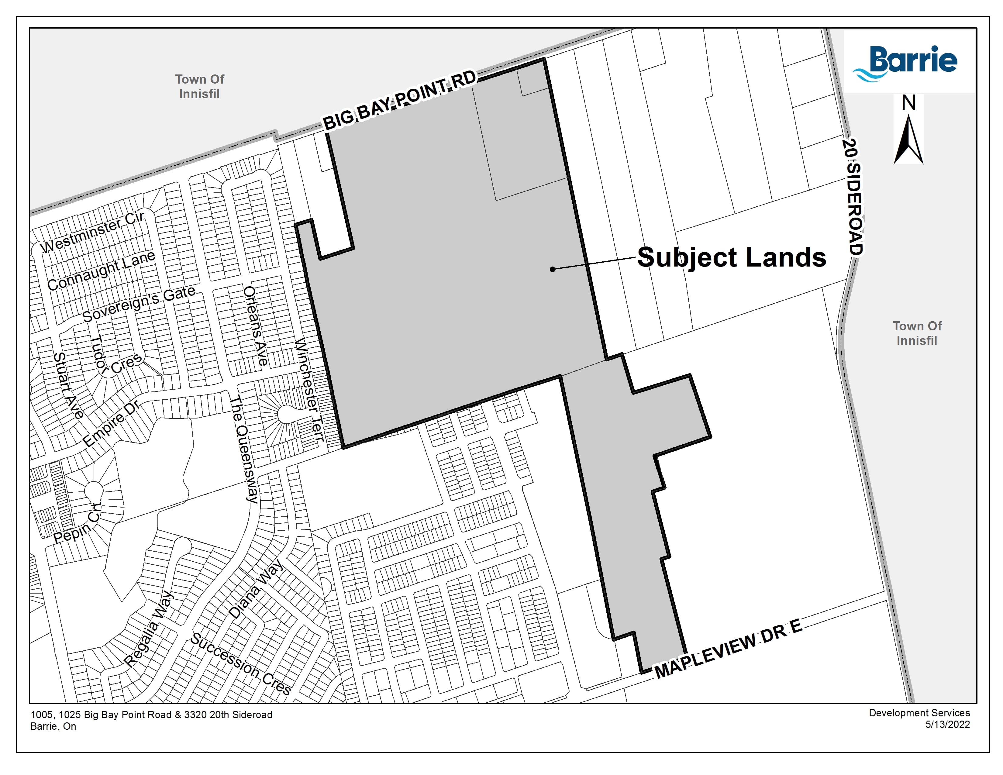 1005, 1025 Big Bay Point Rd & 3320 20th Sideroad Keymap