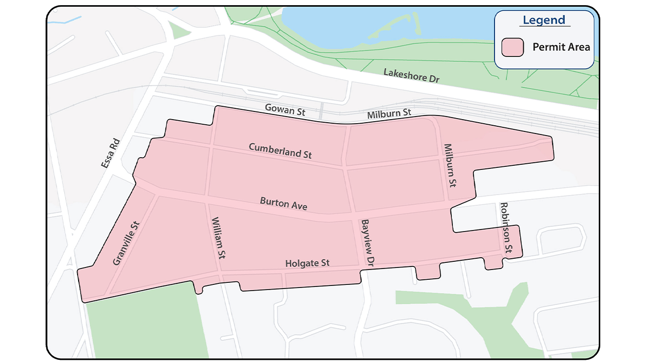 Map showing Allandale Residential Parking Permit area