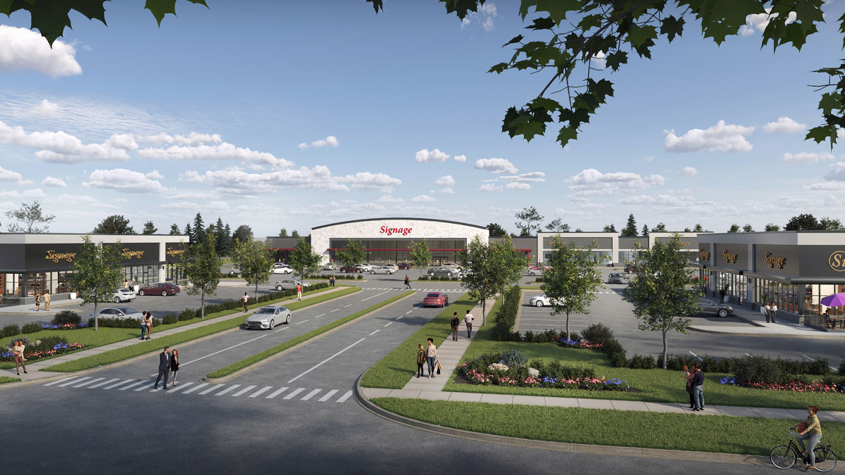 Rendering of proposed plaza at 315 and 323 Mapleview Drive West