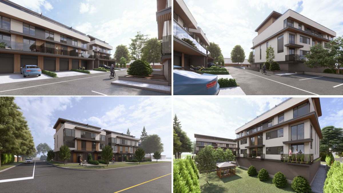 Four renderings about proposed development at 290 Cundles Road East