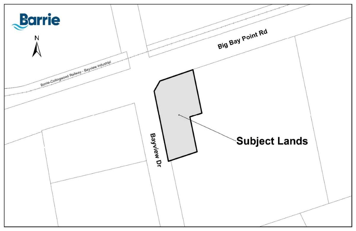 Map outlining the subject lands at 89 Big Bay Point Road