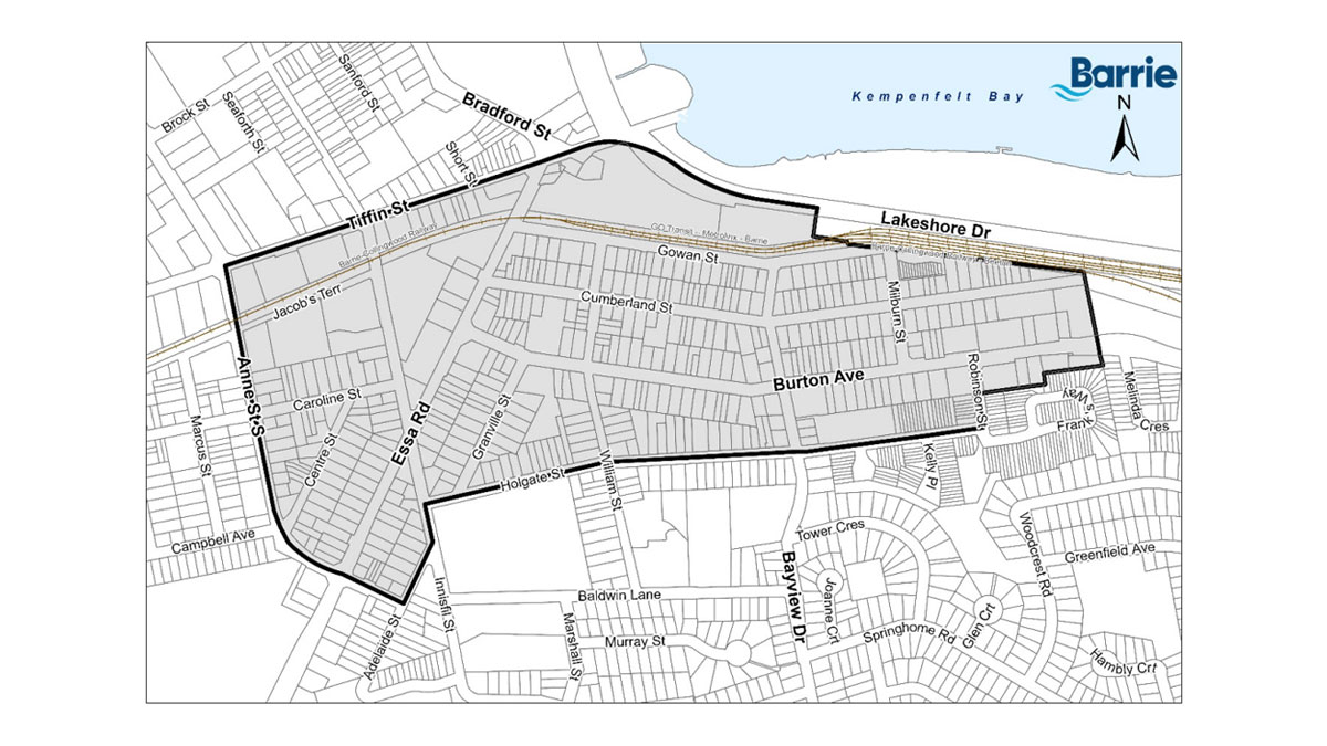 Map outlining the Allandale Major Transit Station Area.