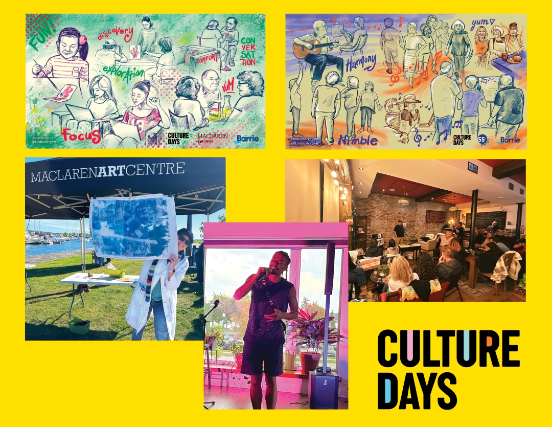 A collage featuring colourful artwork and scenes from Culture Days events.