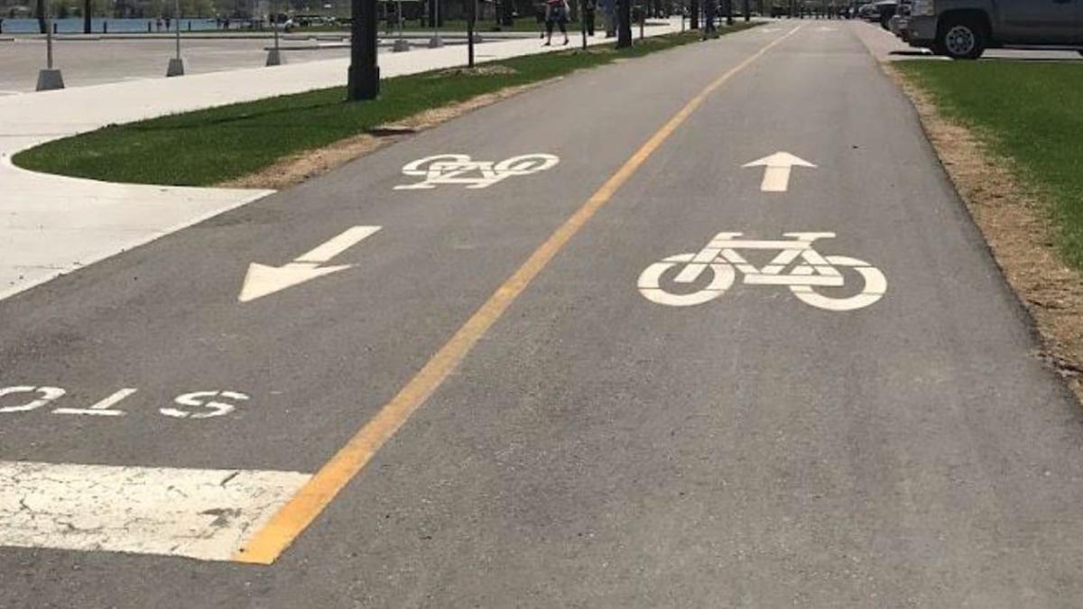 Bike path and pavement markings