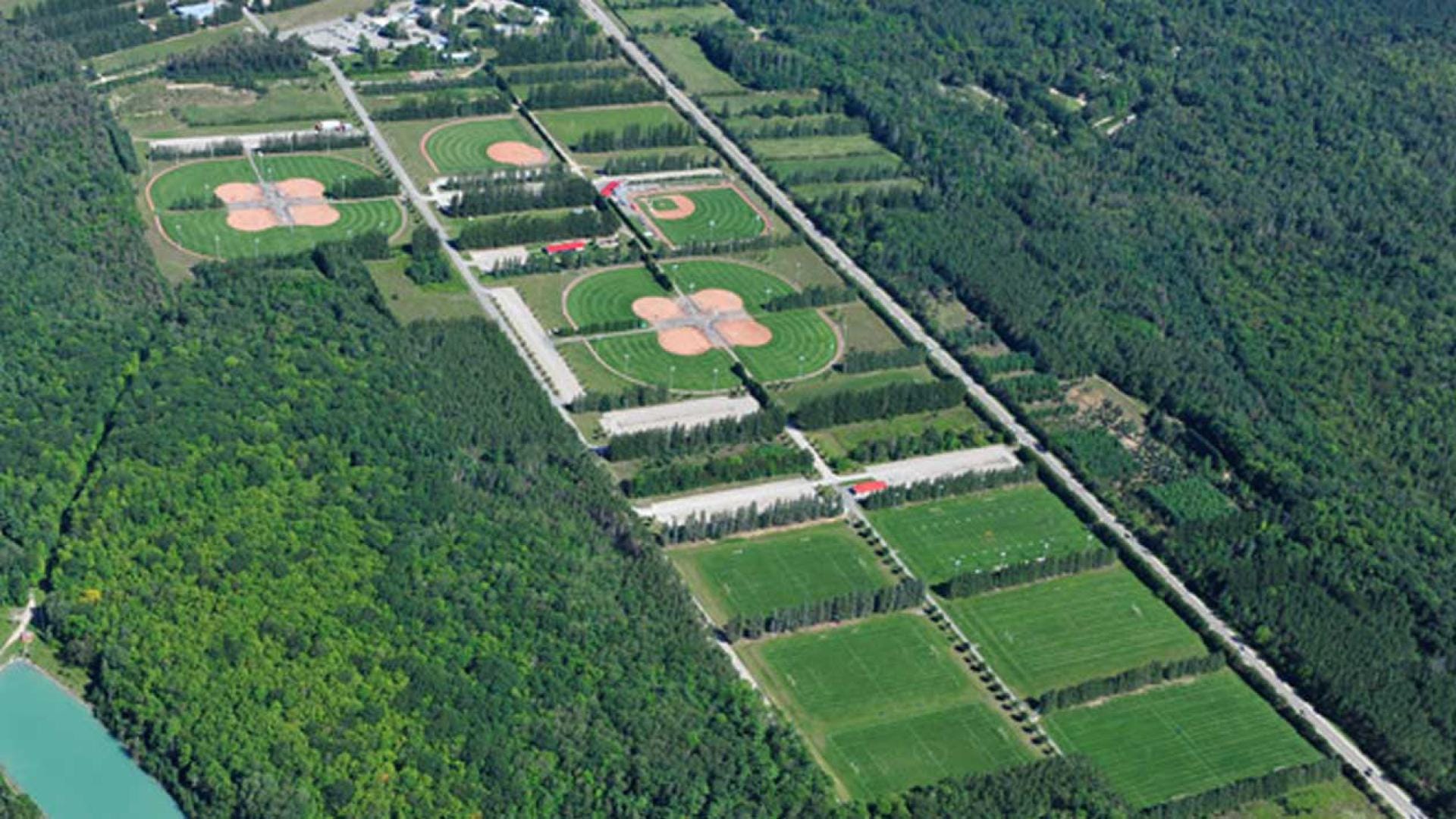 Aerial view of Barrie Community Sports Complex