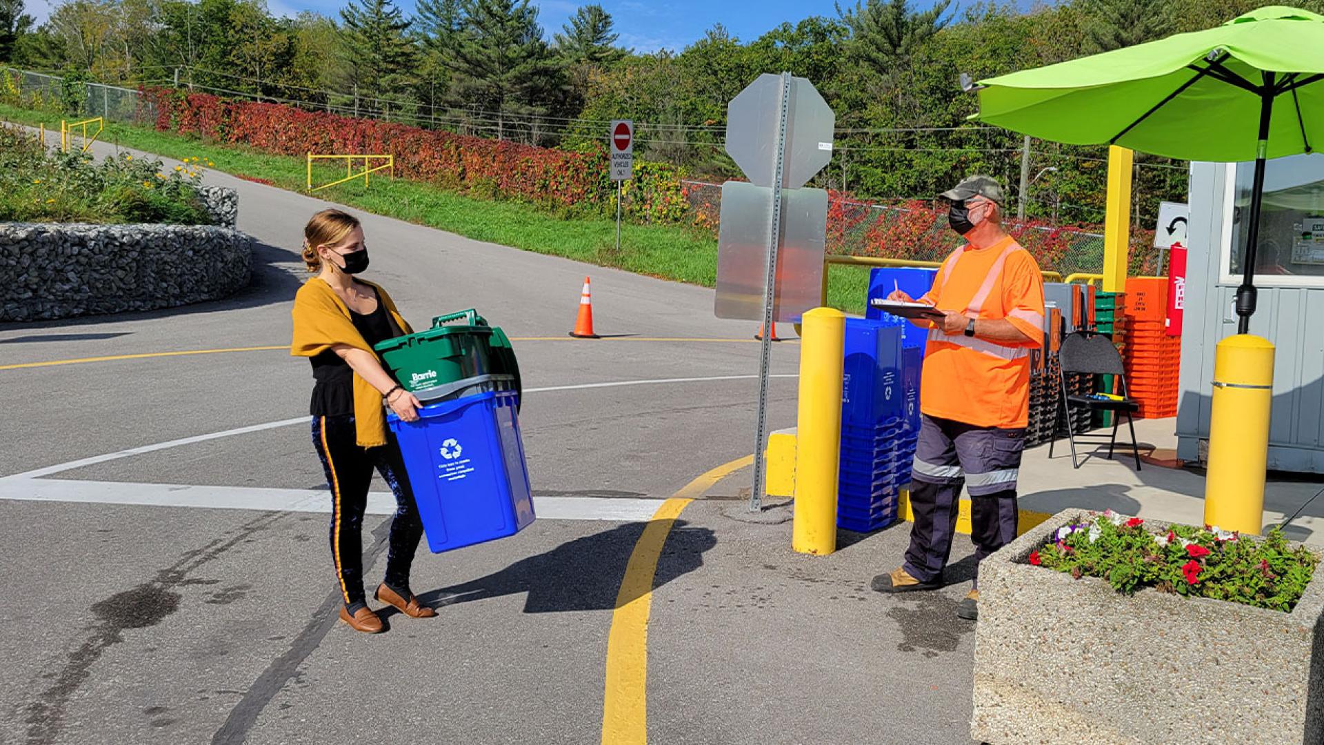 Recycling boxes and green bins are available for pickup at the Recycling Depot.