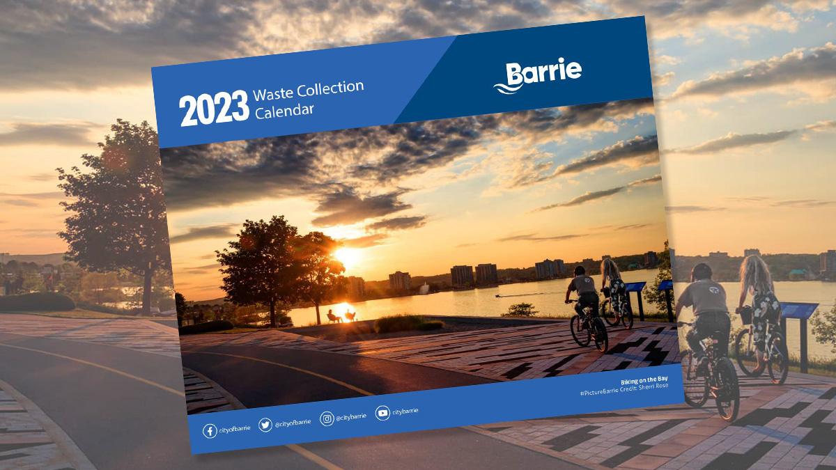 cover of waste collection calendar on background