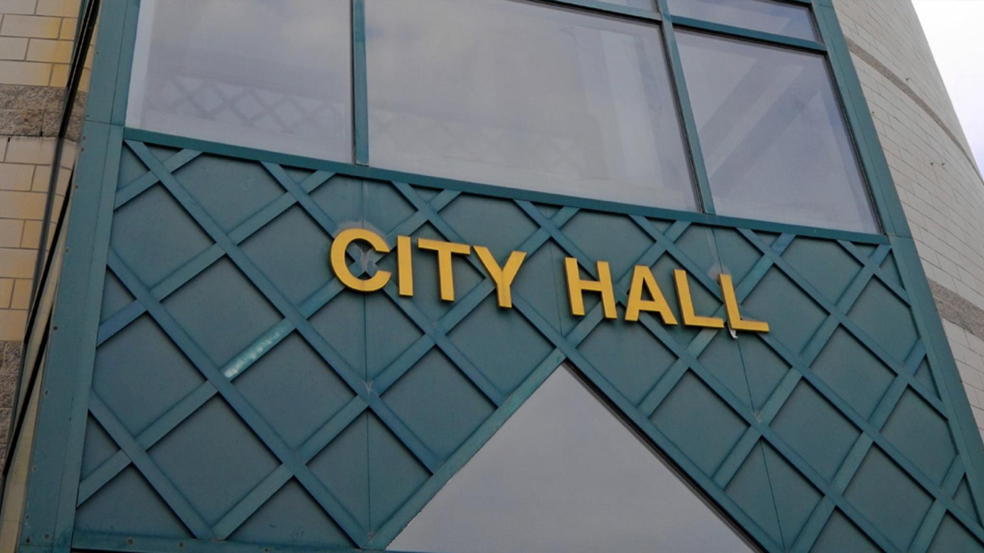 City Hall signage on building