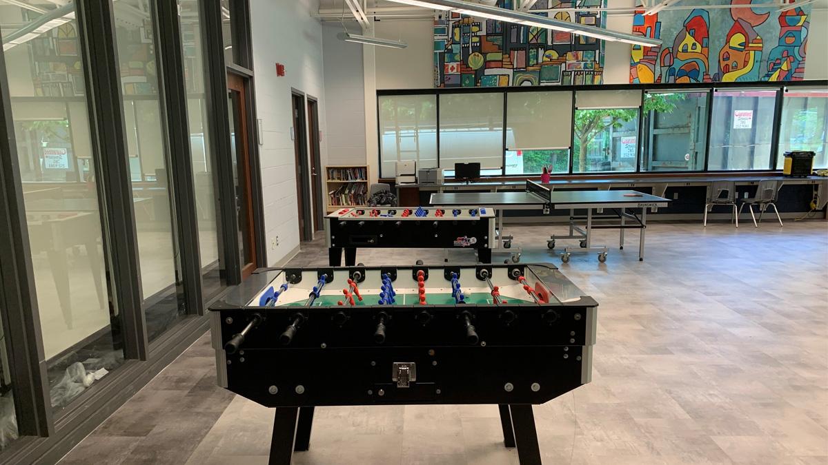 Foosball table at the Peggy Hill Community Centre Youth Centre