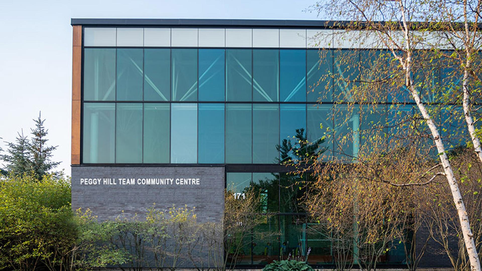 Building with signage: Peggy Hill Team Community Centre