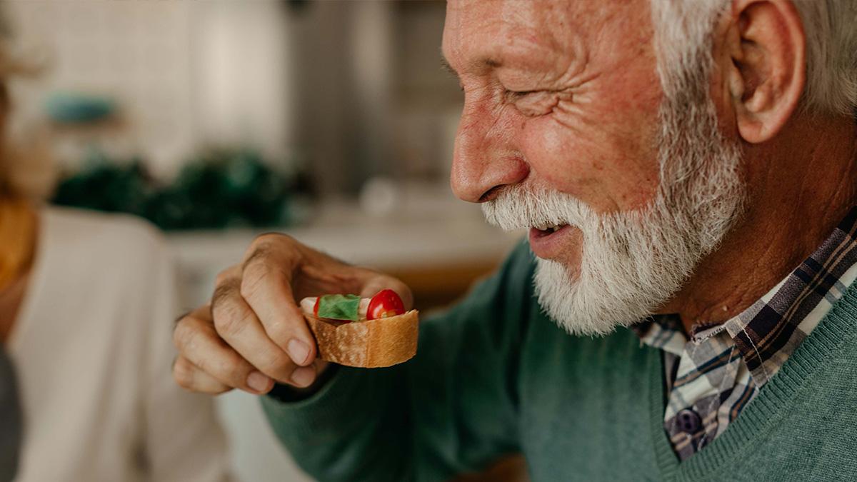 Man eating appetizer