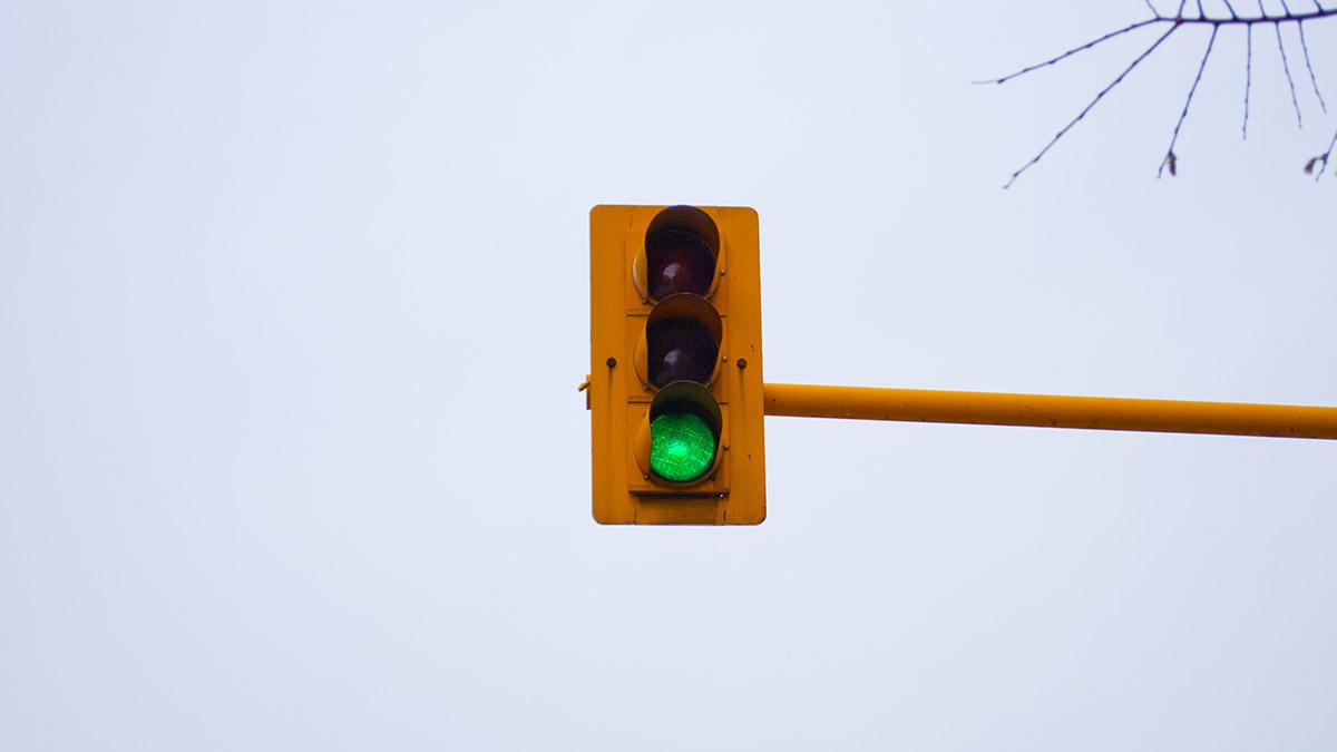 Traffic signal with green light