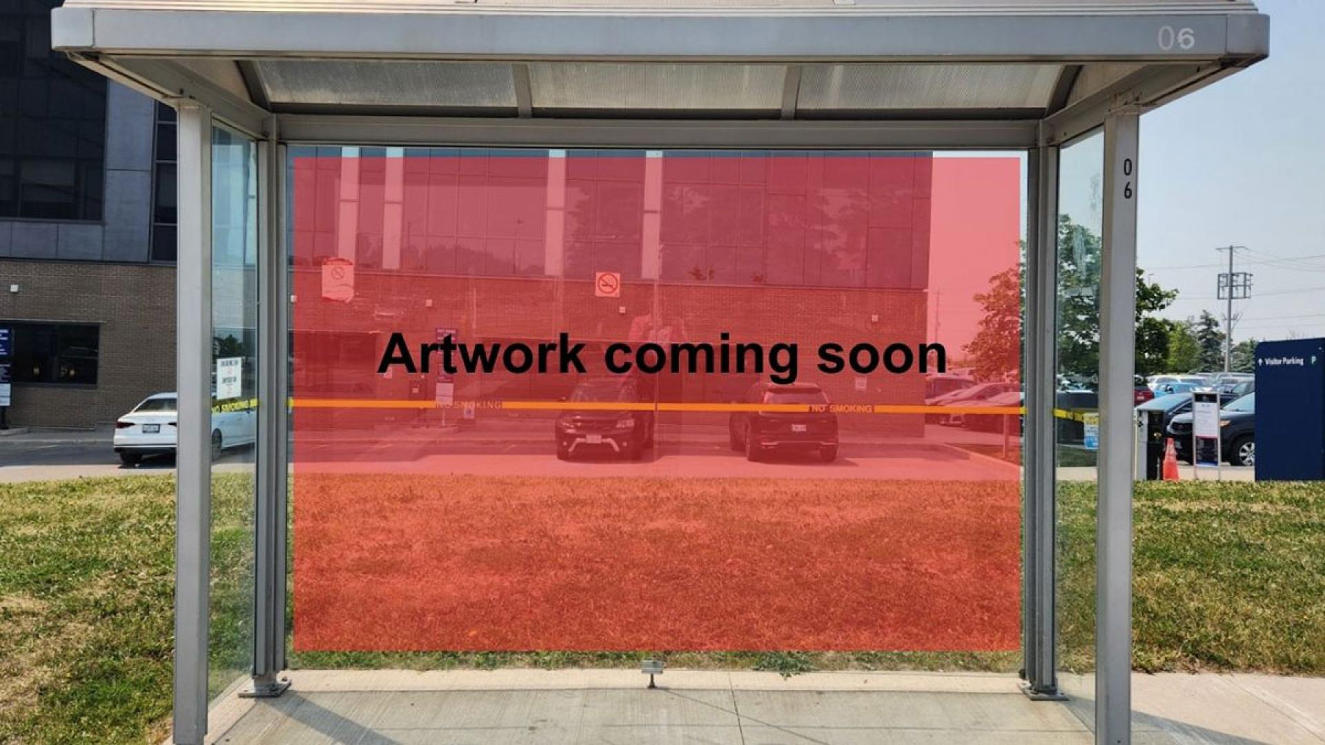 mockup of "Art on Transit" bus shelter location