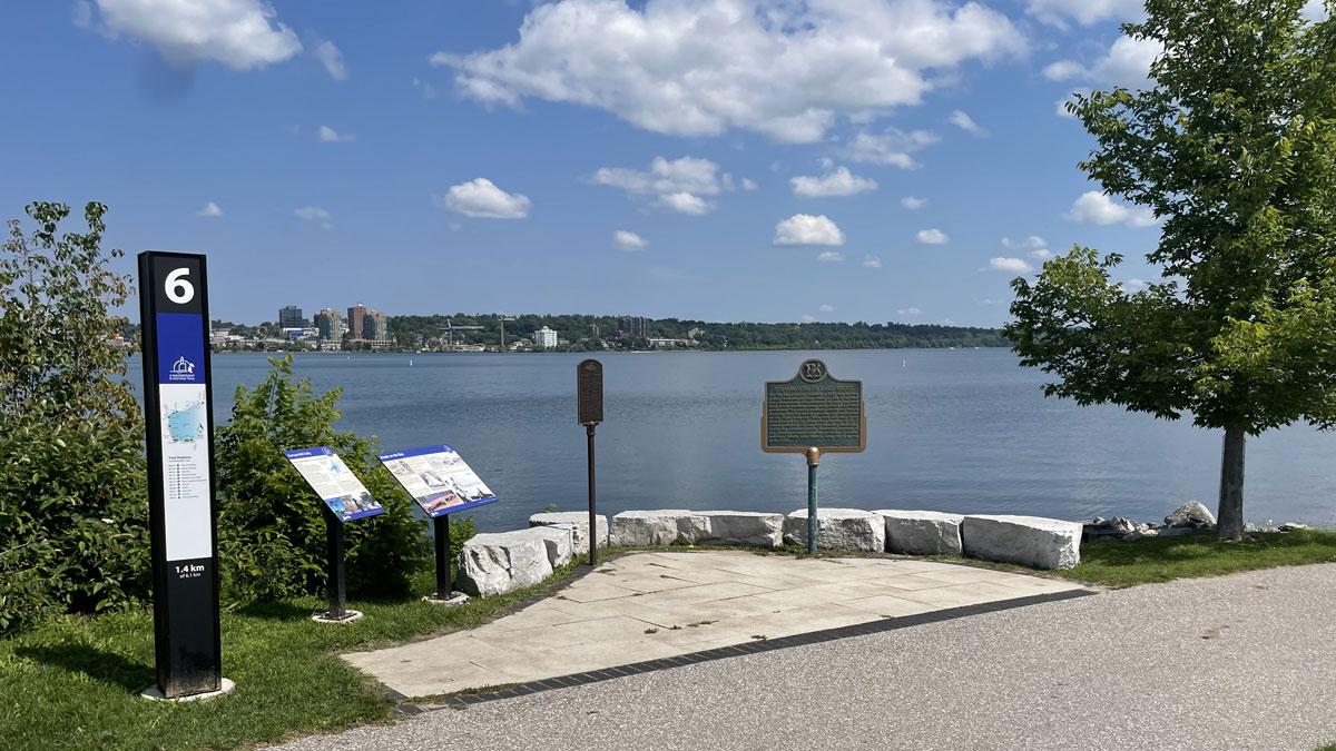 Waterfront Heritage Trail Station 6 overlooking the water at the Tiffin Boat Launch