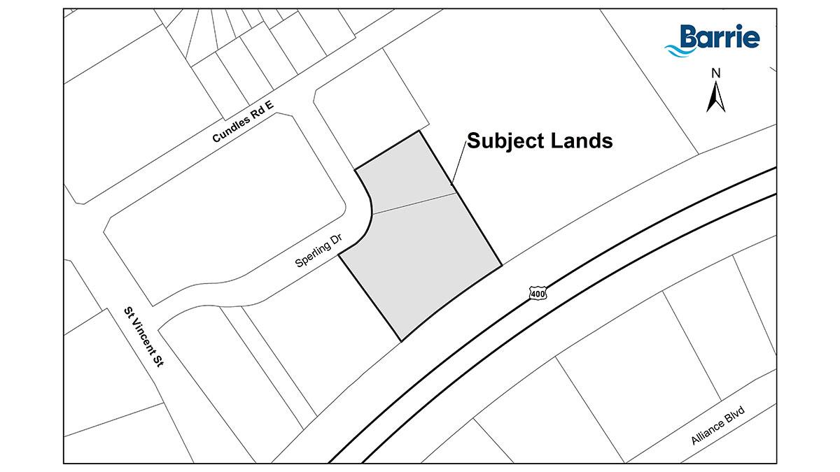 Key map of subject lands for a proposed development at 29 & 35 Sperling Drive.