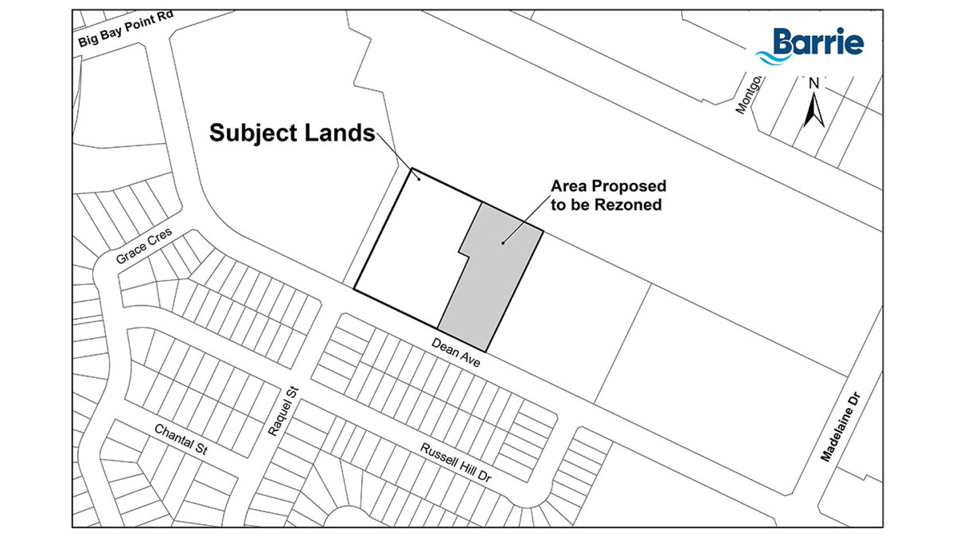 Key map of subject lands for a proposed development at 48 Dean Avenue, Barrie