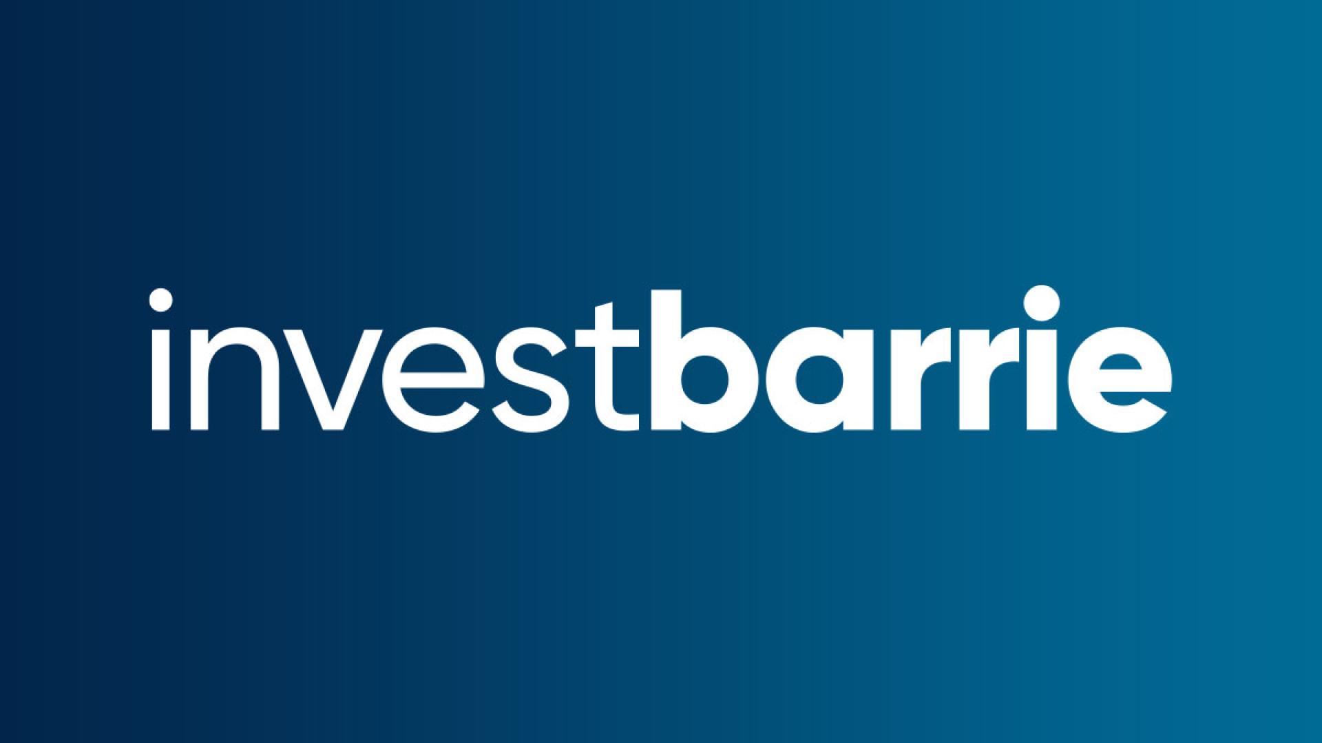 Invest Barrie logo on gradient background