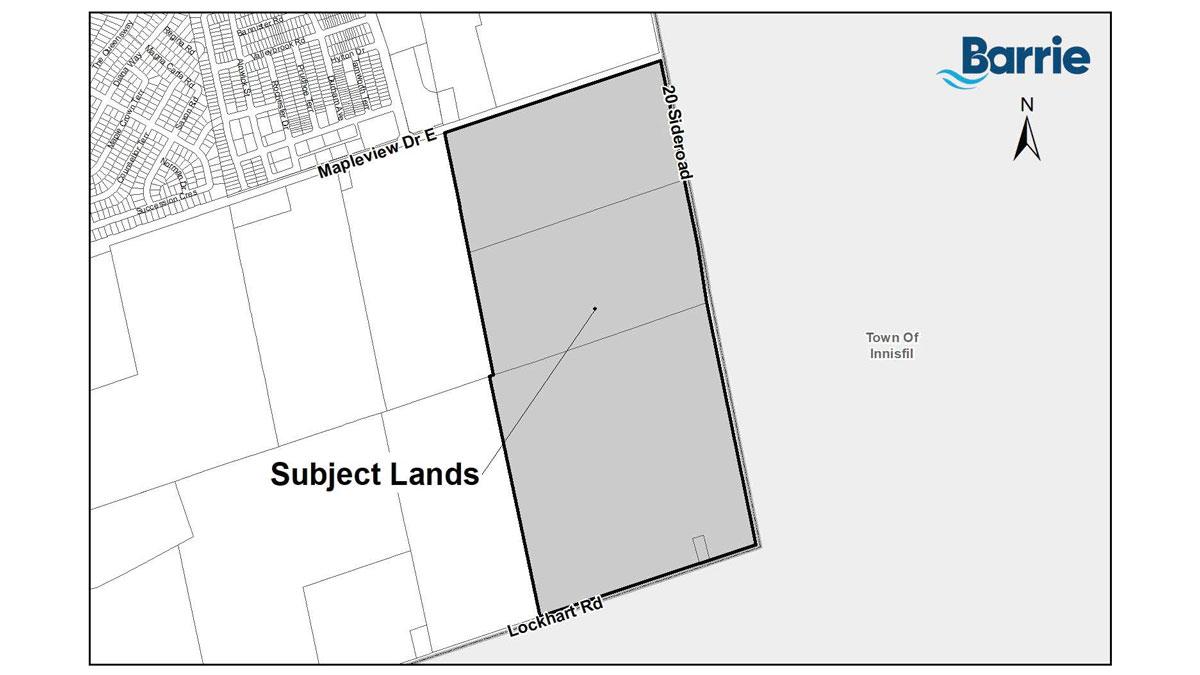 Map of the subject lands at 1080 Lockhart Road, Barrie