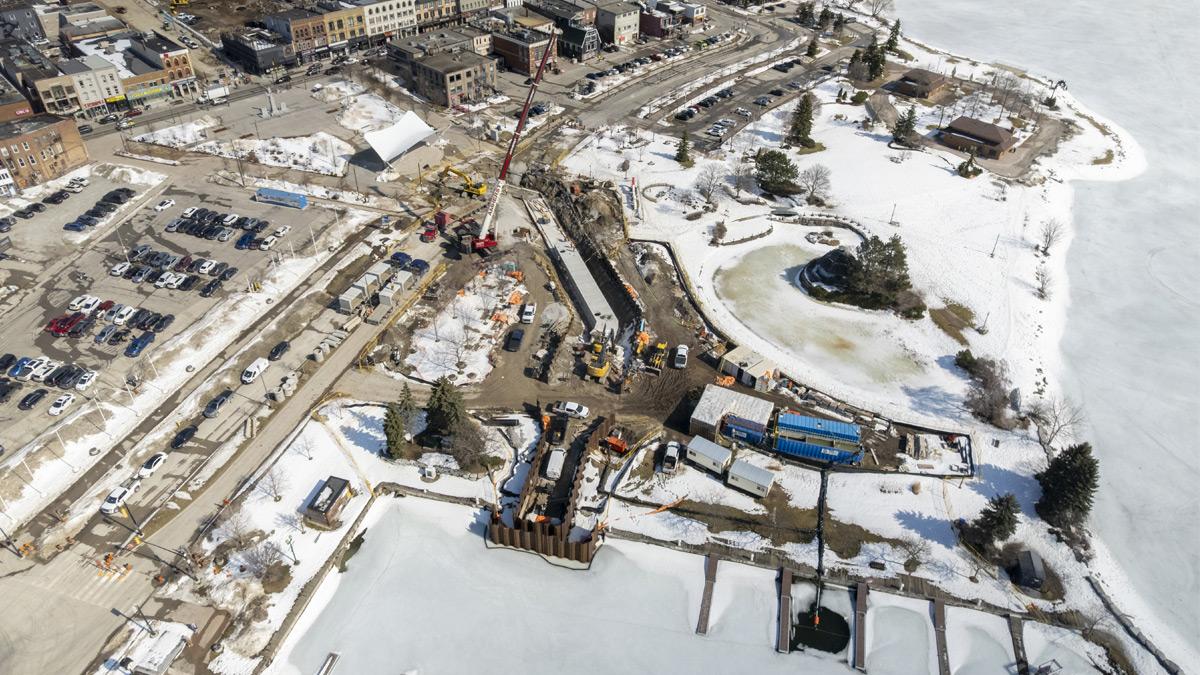 Aerial view of construction site