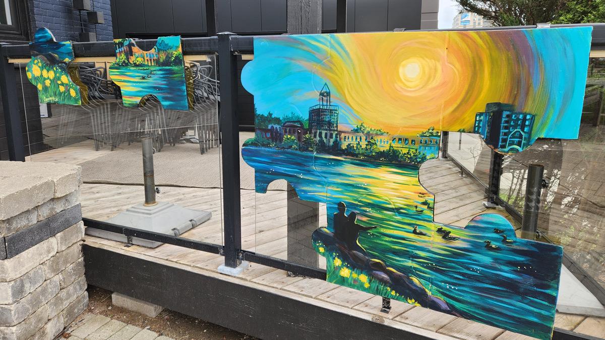 Colourful artwork a puzzle depicting the Barrie waterfront