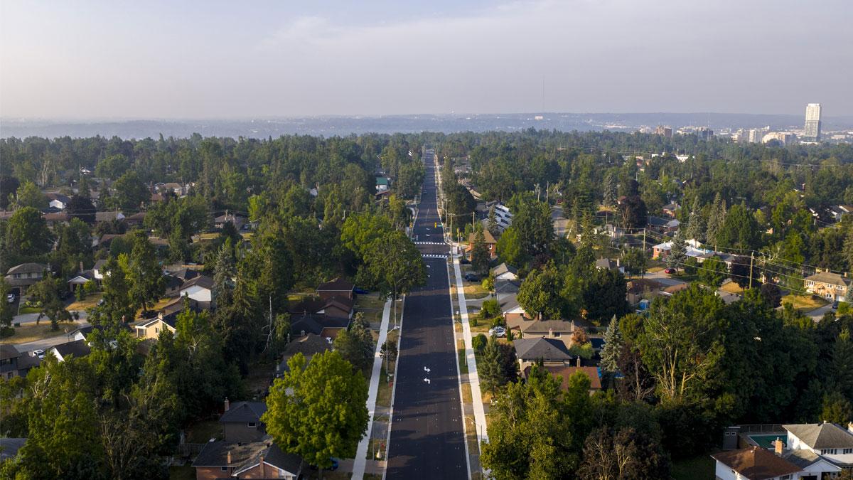 Freshly paved asphalt on Duckworth Street