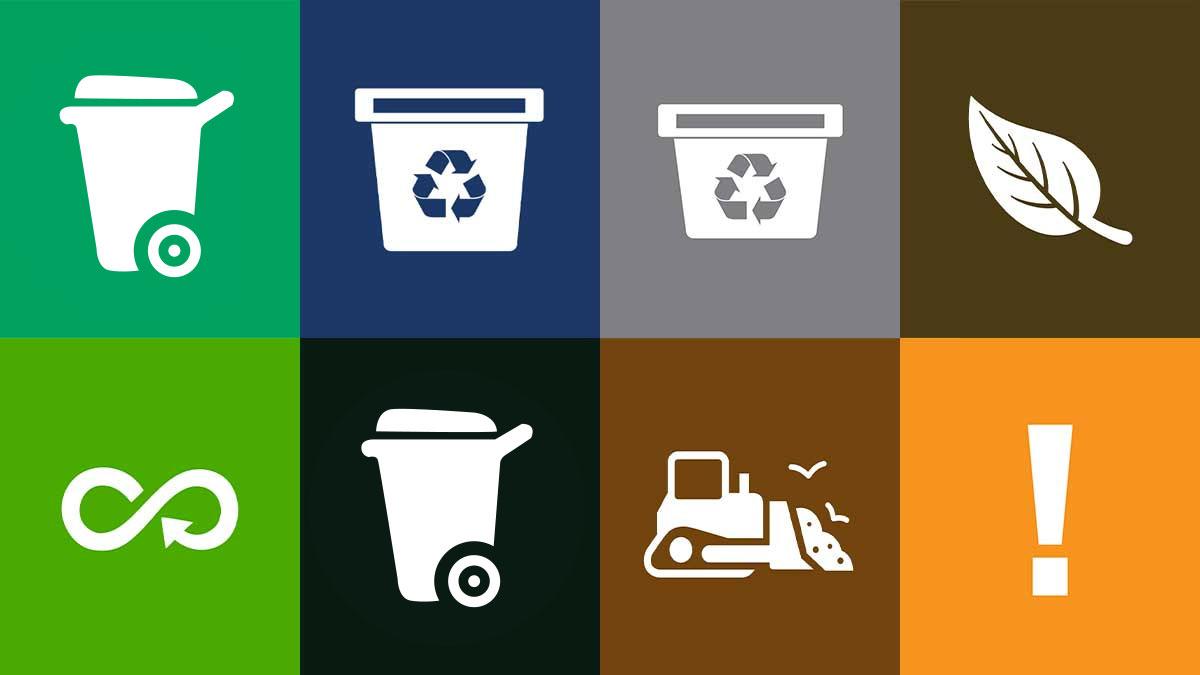 Icons for waste sorting 