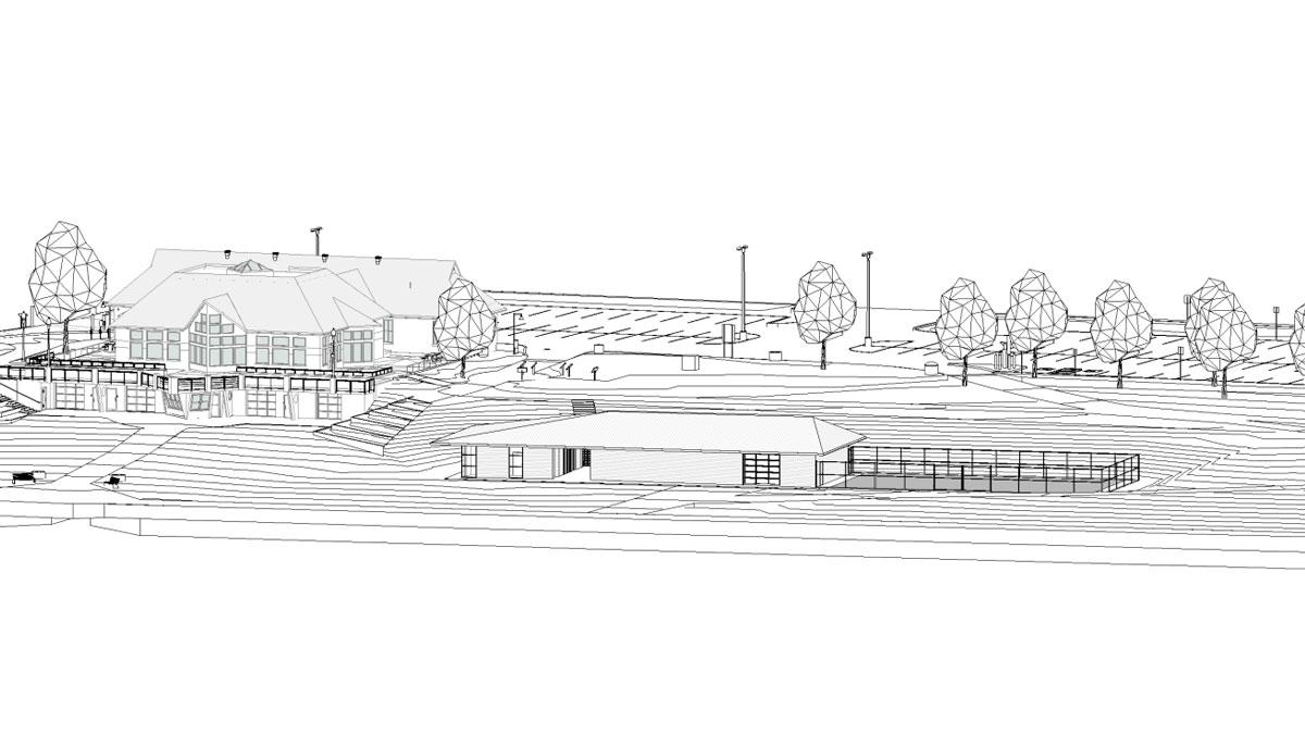 Drawing of the current community centre and the new extension