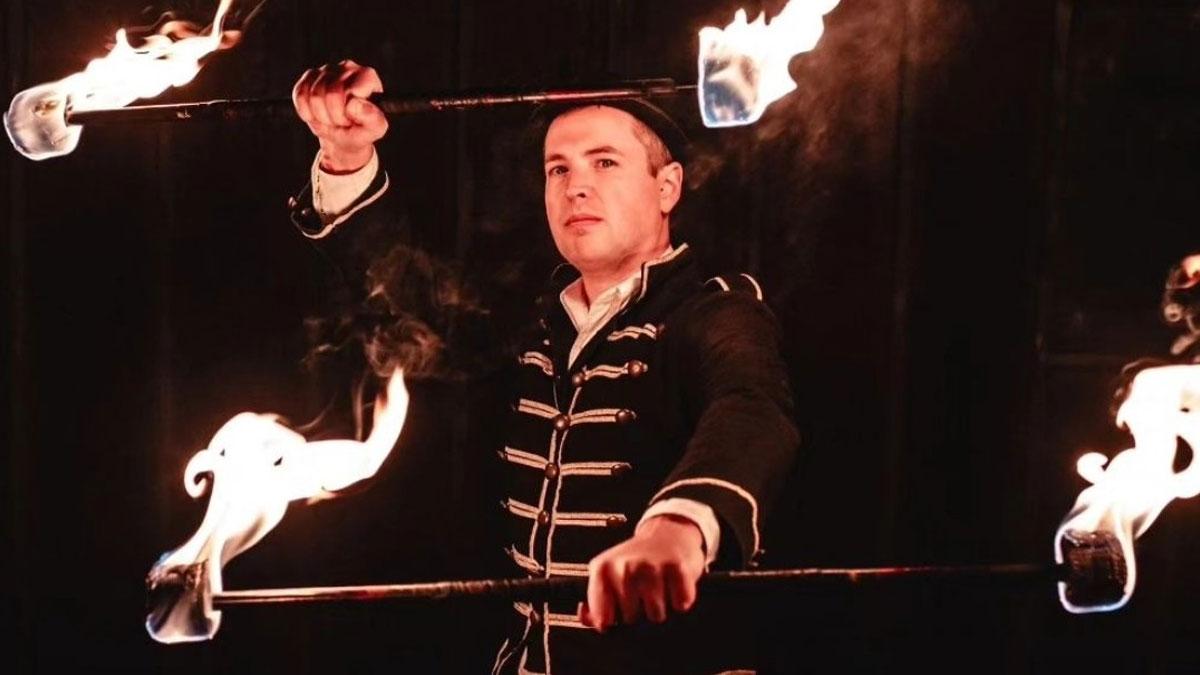 Person performing fire show