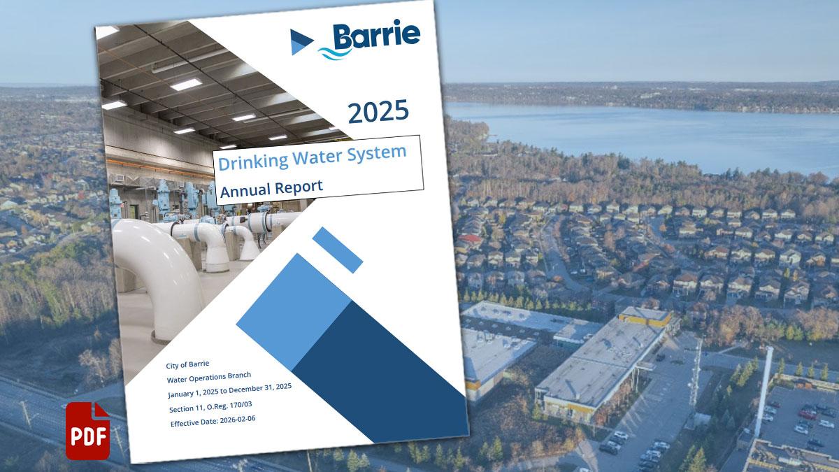 Cover of the 2025 Drinking Water System Annual Report with a PDF icon.