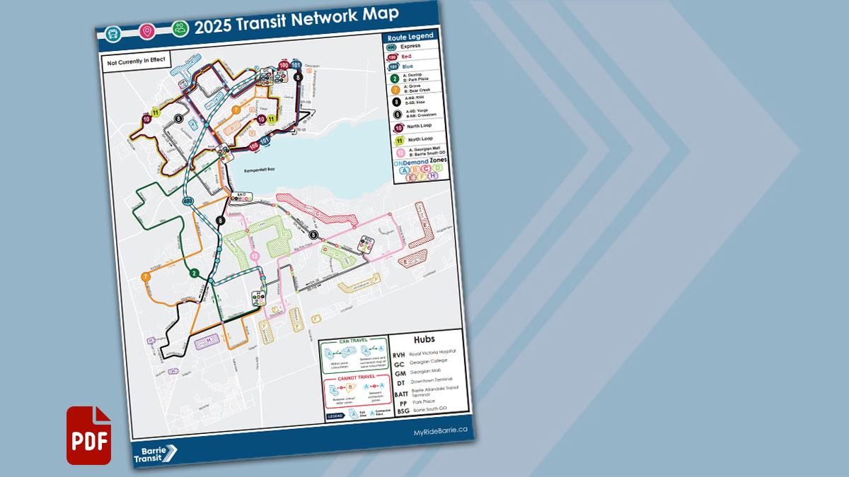 2025 transit network map with PDF icon