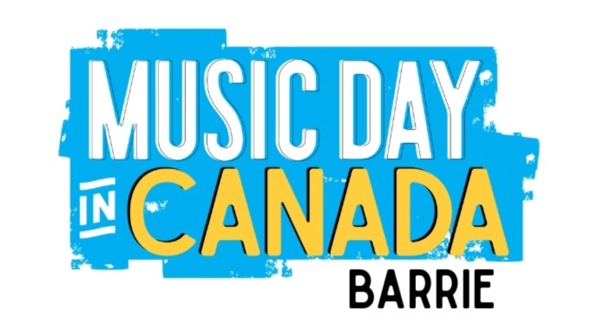 Music Day In Canada logo - square text on bright blue background 