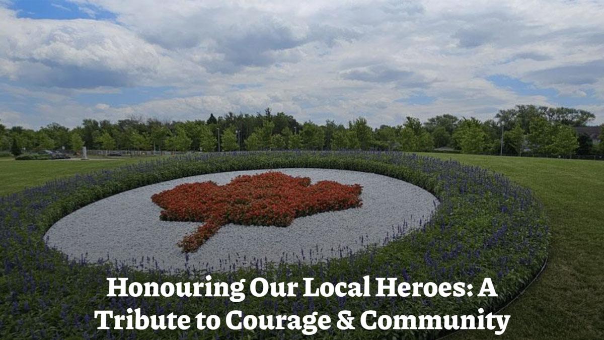 RCAF floral roundel | Text: Honouring Our Local Heroes, A Tribute to Courage & Community