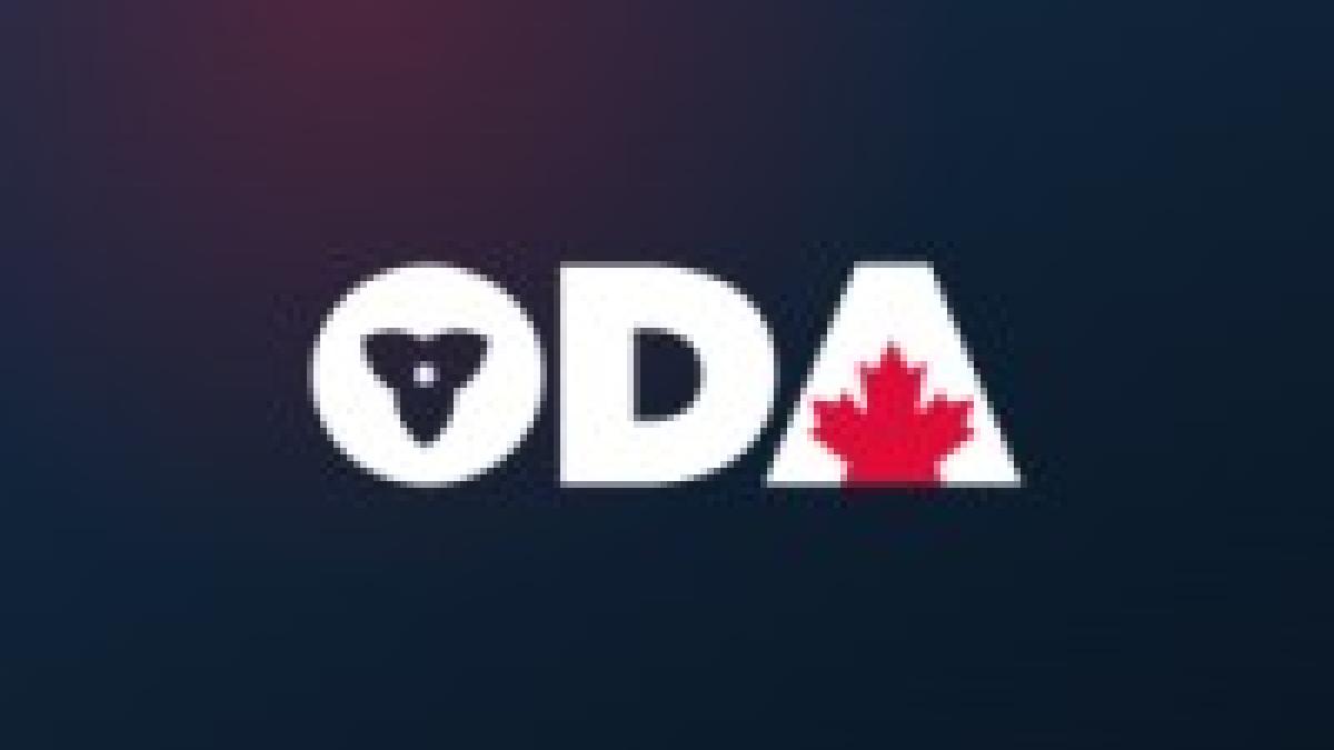 ODA logo with a maple leaf inside the "A" on a dark background. 