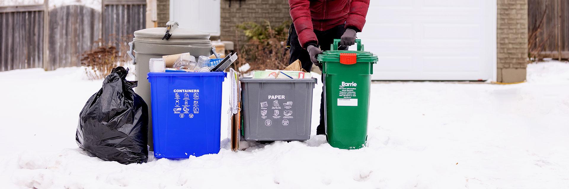 Barrie waste collection bins at the curb