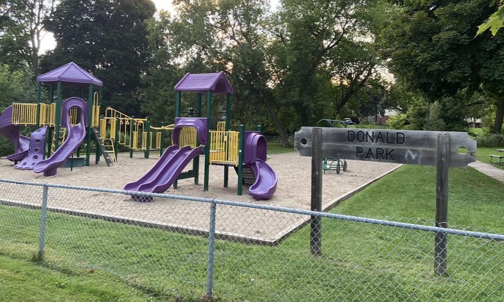 Overhead view of children's playground