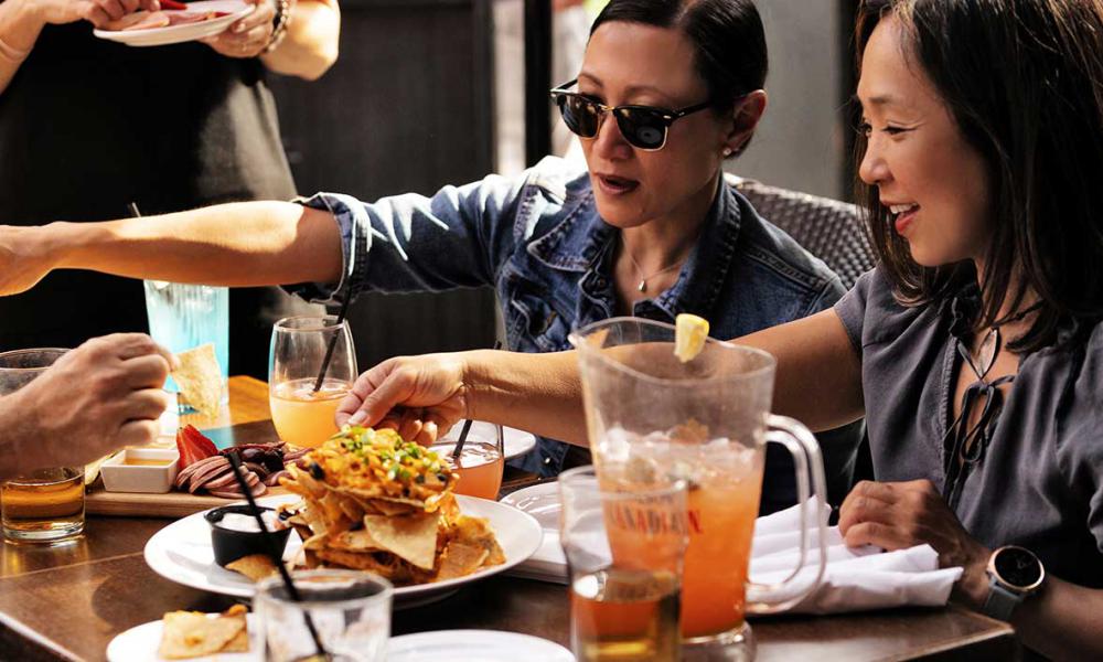 People dining on a patio