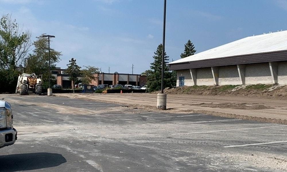 Eastview Arena parking lot under construction