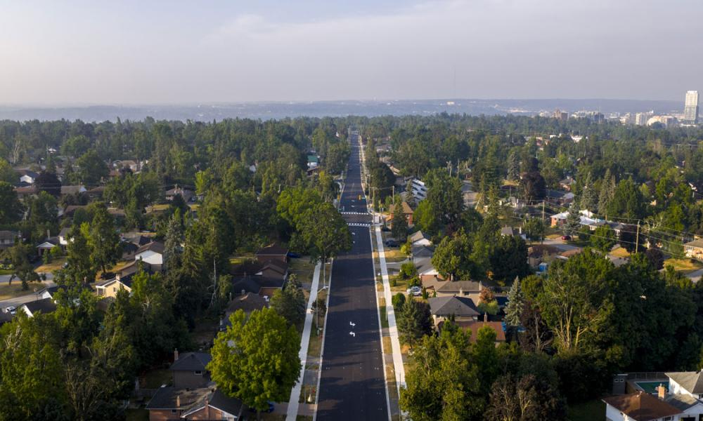 Freshly paved asphalt on Duckworth Street