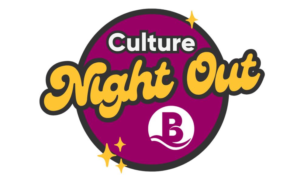 Logo featuring "Culture Night Out" with playful typography and a purple background.