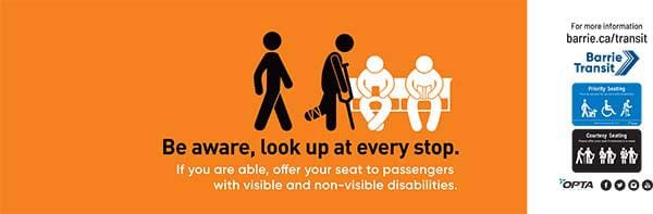 If able, passengers should offer their seat to passengers with visible and non-visible disabilities