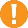 Orange circle with white exclamation mark