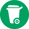 Green circle with organics cart icon