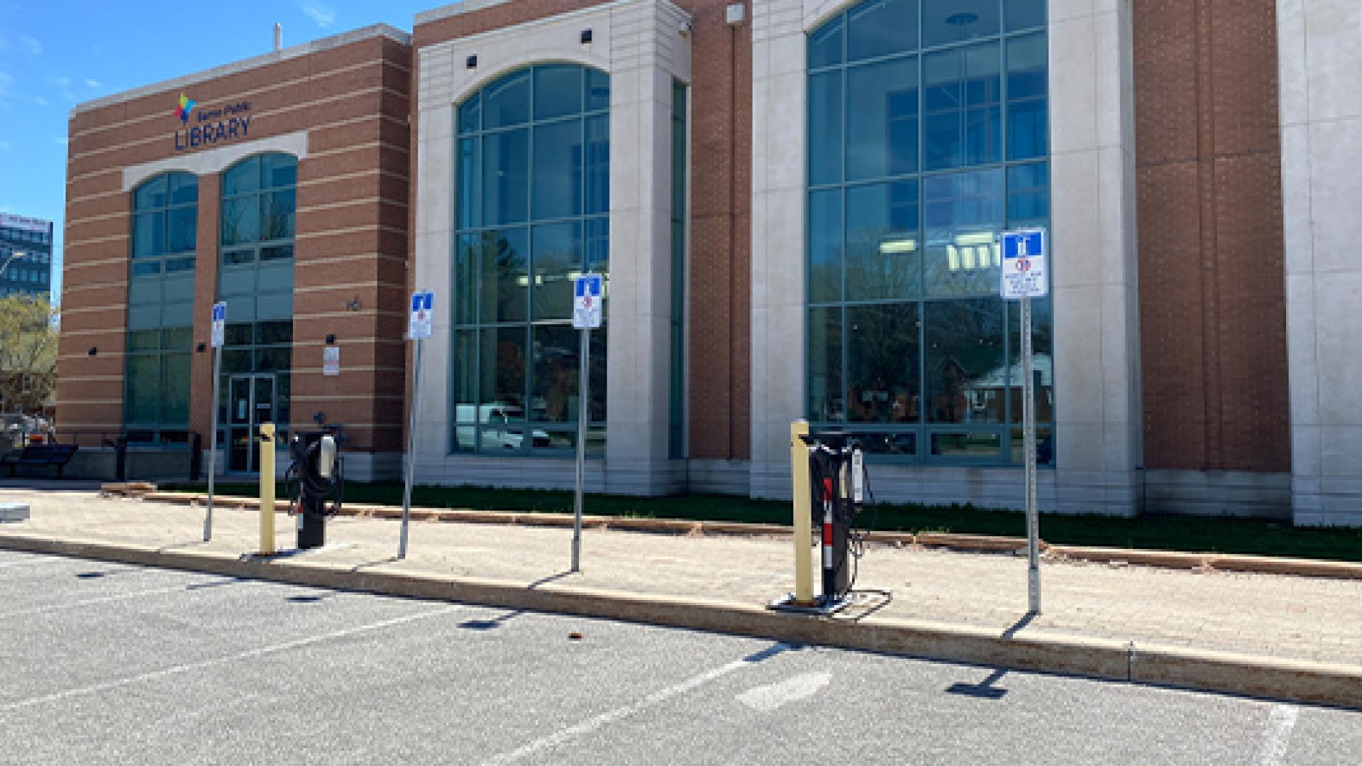 EV charging stations at downtown library branch