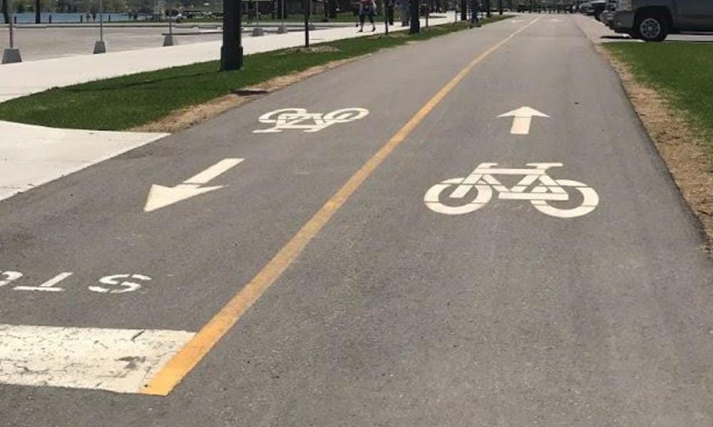 Bike path and pavement markings