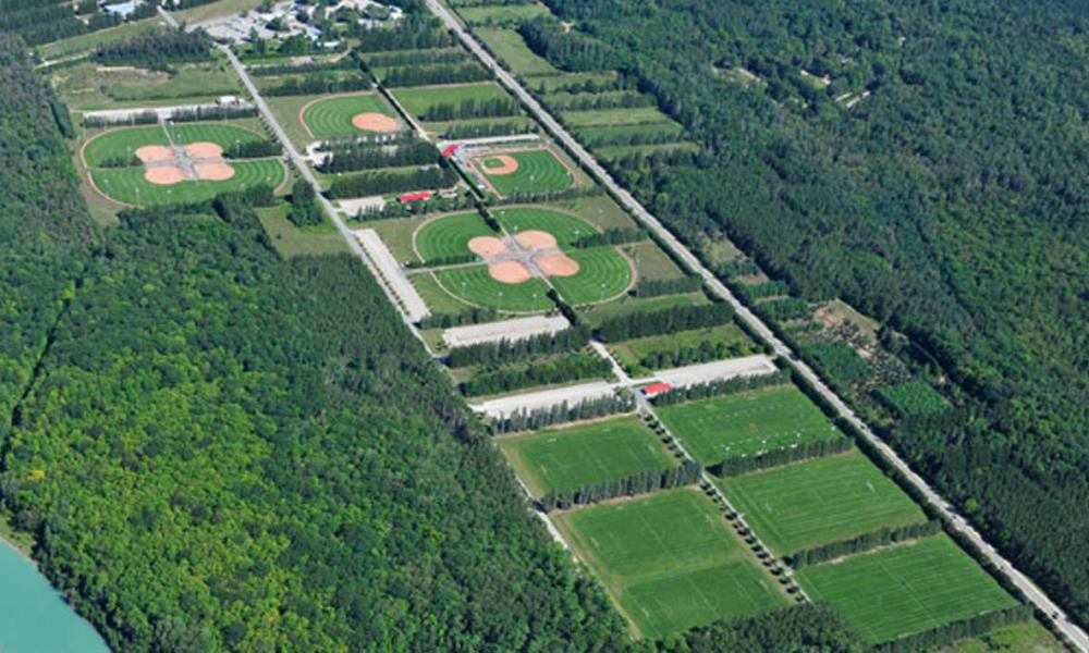 Aerial view of Barrie Community Sports Complex