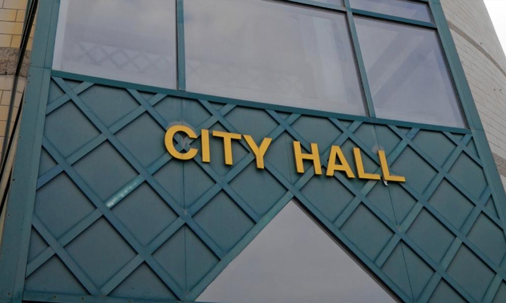 City Hall signage on building
